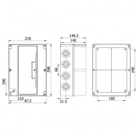 Tablou electric aplicat 14 module IP66 IK06 290x210mm  cu usa fumurie din policarbon PC [1]