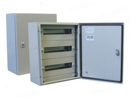Tablouri metalice - Tablou electric 500x400x200mm 60 module cofret dulap cabinet metalic modular  3 randuri x 15 module IP66 aparent cu plastroane sina DIN pentru montaj contrapanou placa de montaj