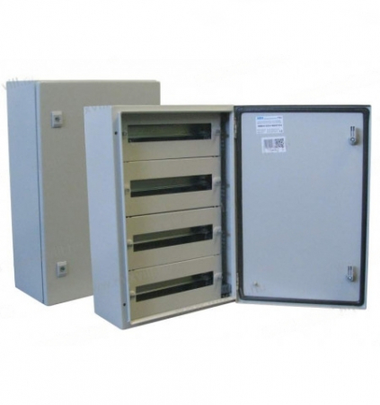 Tablouri metalice - Tablou electric 600x400x200mm 60 module cofret dulap cabinet metalic modular 4 randuri x 15 module IP66 aparent cu plastroane sina DIN pentru montaj contrapanou placa de montaj