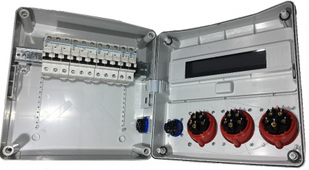Tablou electric echipat cu 3 prize 5 poli 32A si 2 prize monofazice schuko si sigurante organizare de santier plastic IP44 [3]