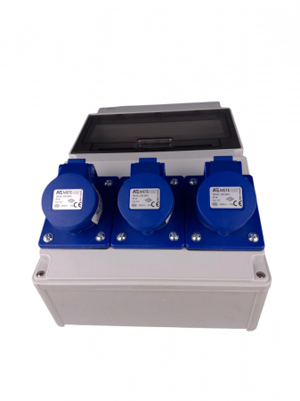 Tablou electric echipat cu 3 prize monofazice industriale 16A panou organizare de santier cu sigurante si legaturi - precablat IP44 [4]