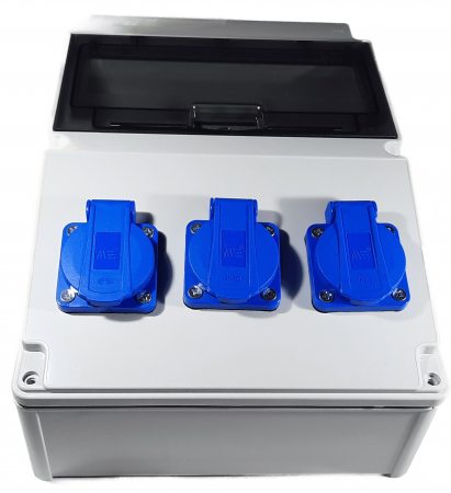 Tablou electric echipat cu 3 prize monofazice schuko 16A panou organizare de santier cu sigurante IP54 [2]