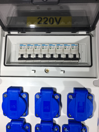 Tablou electric echipat cu 8 prize monofazice schuko 16A panou organizare de santier cu sigurante IP44 [3]