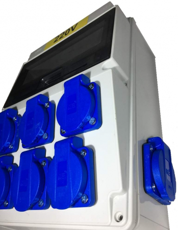 Tablou electric echipat cu 8 prize monofazice schuko 16A panou organizare de santier cu sigurante IP44 [1]