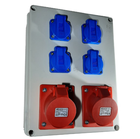 Tablouri electrice - Tablou electric echipat pentru distributie, organizare de santier cu o priza 5 poli 16A, o priza 5 poli 32A si 4 prize monofazice IP44