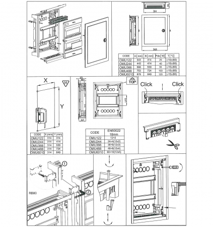Tablou electric incastrat 24+4 module usa metalica 2 randuri la 850º C IP40 [10]