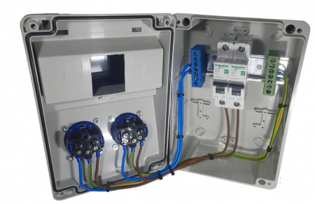Tablou organizare de santier 7 module cu sigurante Schneider curba C precablat echipat cu 2 prize monofazice schuko 16A IP54 [3]