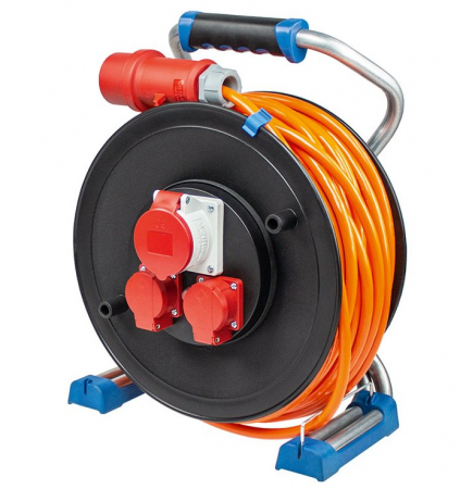Prelungitoare - Tambur de cablu CEE cu siguranta, profesional 25m 5x2.5 IP44