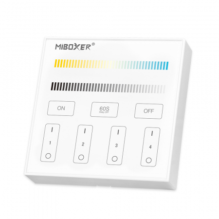 Lampi - Telecomandă albă Mi-Light MiBoxer cu 4 zone, montată pe perete, control al temperaturii și luminozității culorii DIM+CCT B2
