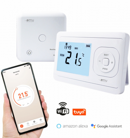 Accesorii electrice - Termostat de cameră digital wireless Wifi programabil Tuya, Alexa, Google, -5°C – +30°C, senzor NTC 10K, IP30 , alimentare cu 2 × baterii AAA (nu sunt incluse) și USB-C