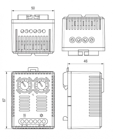 Termostat incalzire racire pe sina bimetal 0-60 grade 1NO/1NC IP20 [2]