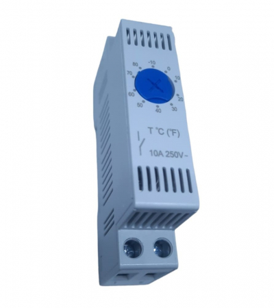 Termostat pe sina 1 modul contact NO pentru racire ventilare control ventilator -10-+80°C 10(2)A