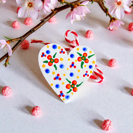 Martisor - inima pictata manual