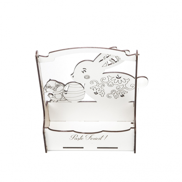 Cutiuta mare decorativa pentru Paste cu Iepuras mare, Iepuras mic si Ou [3]