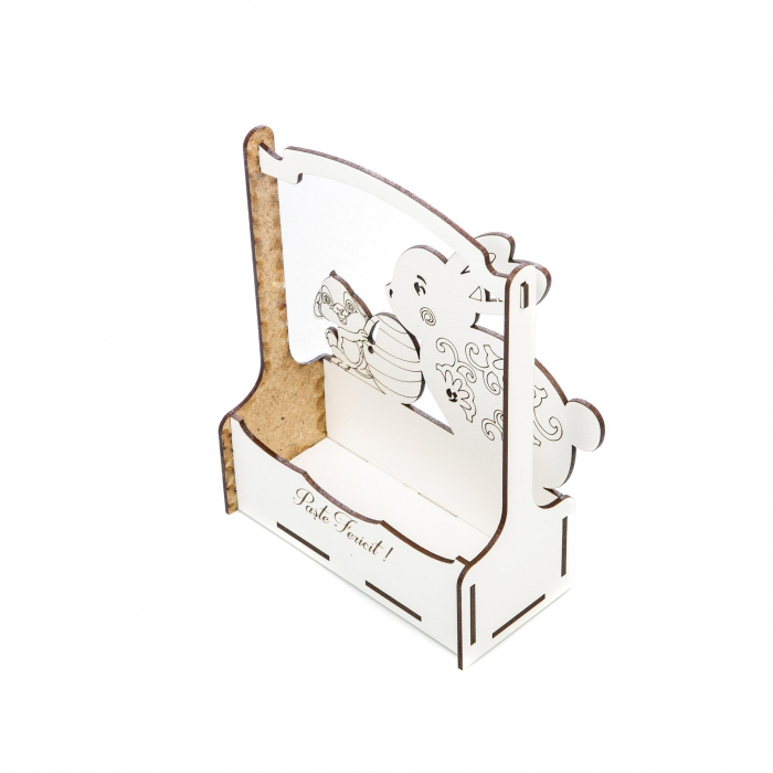 Cutiuta mare decorativa pentru Paste cu Iepuras mare, Iepuras mic si Ou [4]