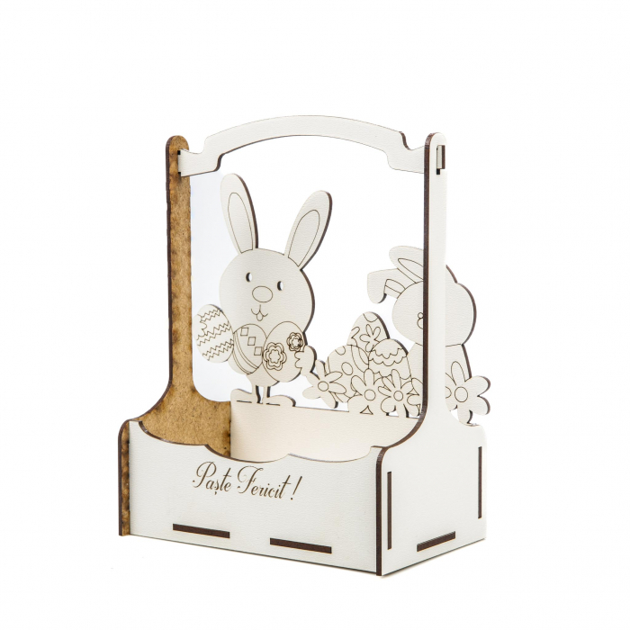 Cutiuta mare decorativa pentru Paste cu Iepurasi, oua si flori [5]