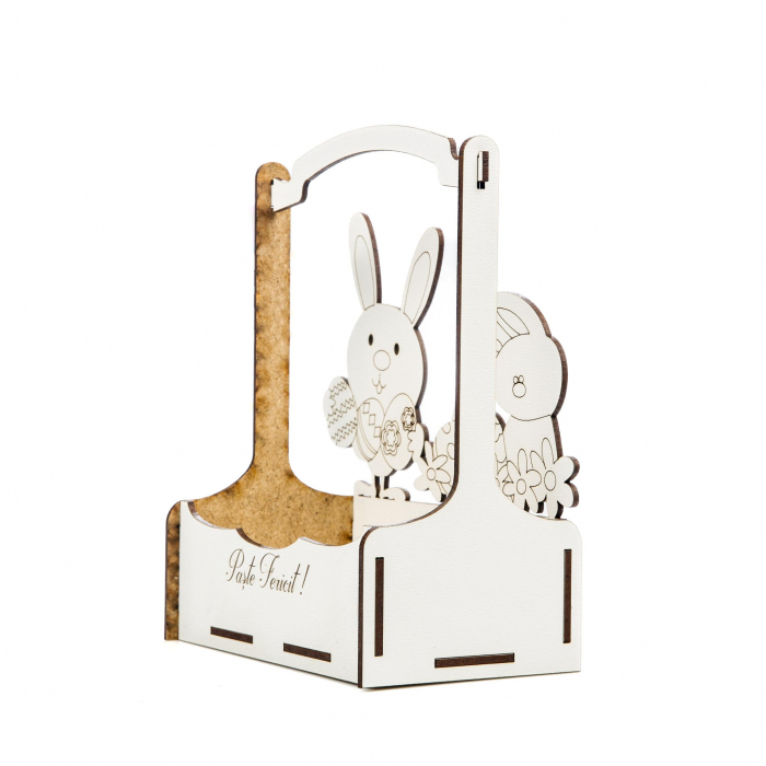 Cutiuta mare decorativa pentru Paste cu Iepurasi, oua si flori [2]