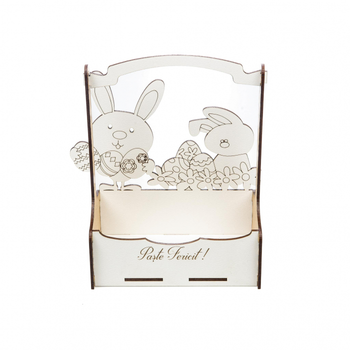 Cutiuta mare decorativa pentru Paste cu Iepurasi, oua si flori [6]