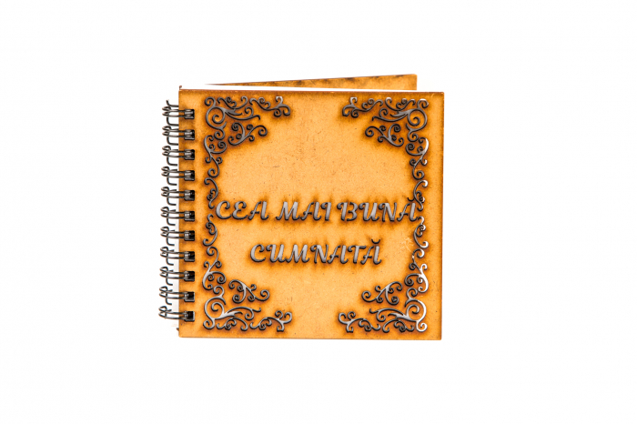 Agenda 10x10 personalizata din lemn cu mesaj " Cea mai buna cumnata " [2]