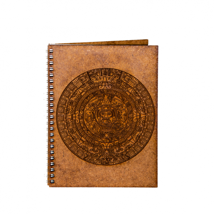Agenda A5 personalizata din lemn calendarul aztec [1]