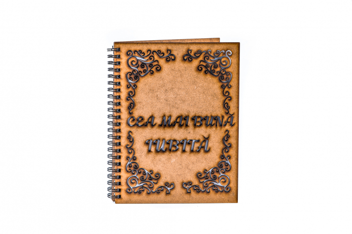 Agenda A5 personalizata din lemn - Cea mai buna iubita! [2]