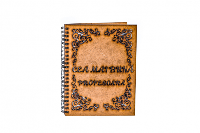 Agenda A5 personalizata din lemn - Cea mai buna profesoara! [2]