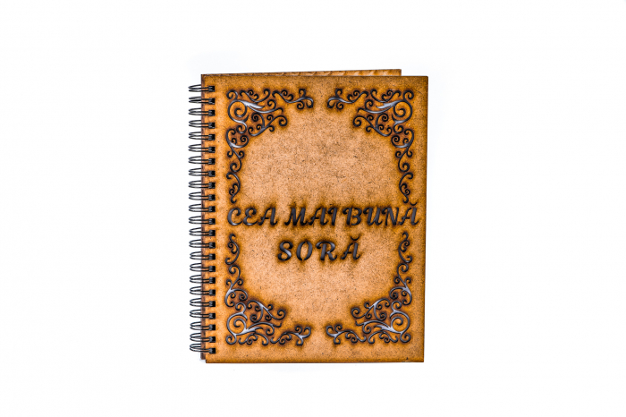 Agenda A5 personalizata din lemn - Cea mai buna sora! [2]