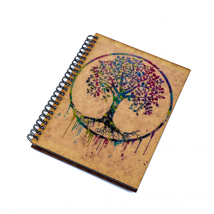 Agenda A5 personalizata din lemn cu Copacul vietii colorat [2]