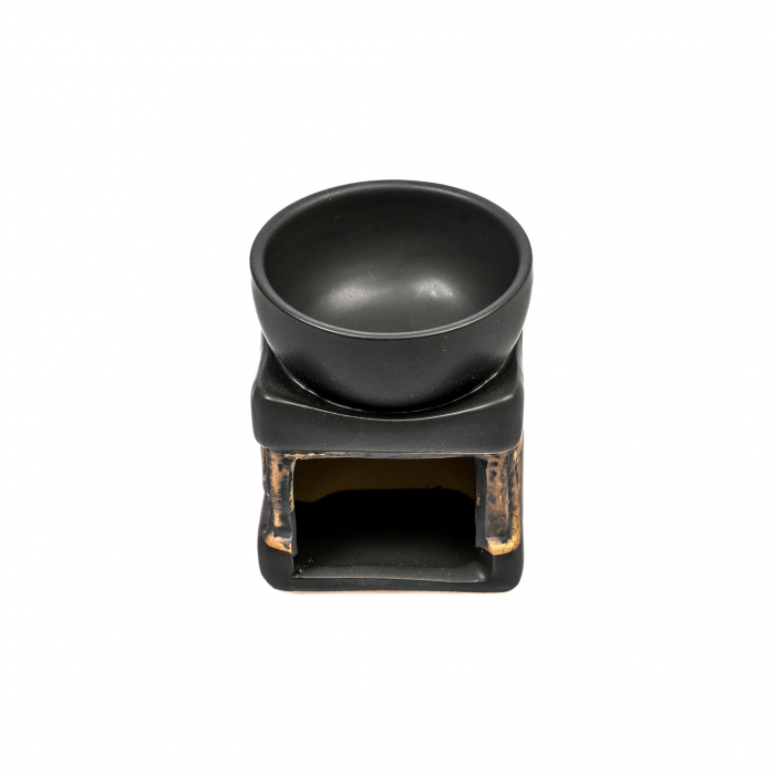 Vas ceramic negru pentru ulei esential, cu elefant [2]