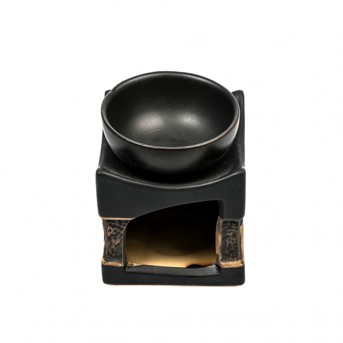 Vas mic din ceramica negru cu gri pentru ulei aromatic, cu elefant [2]