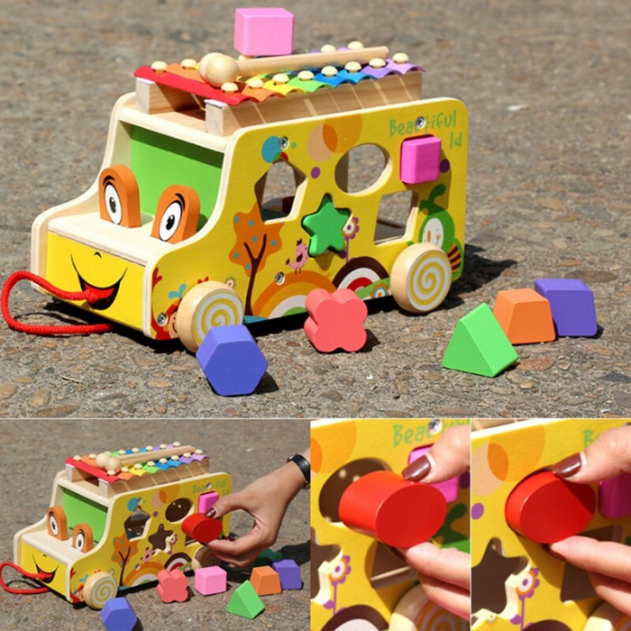 Autobuz multifunctional din lemn - jucarie Montessori [5]