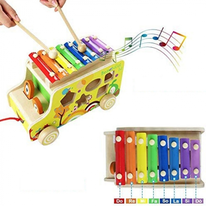 Autobuz multifunctional din lemn - jucarie Montessori [2]