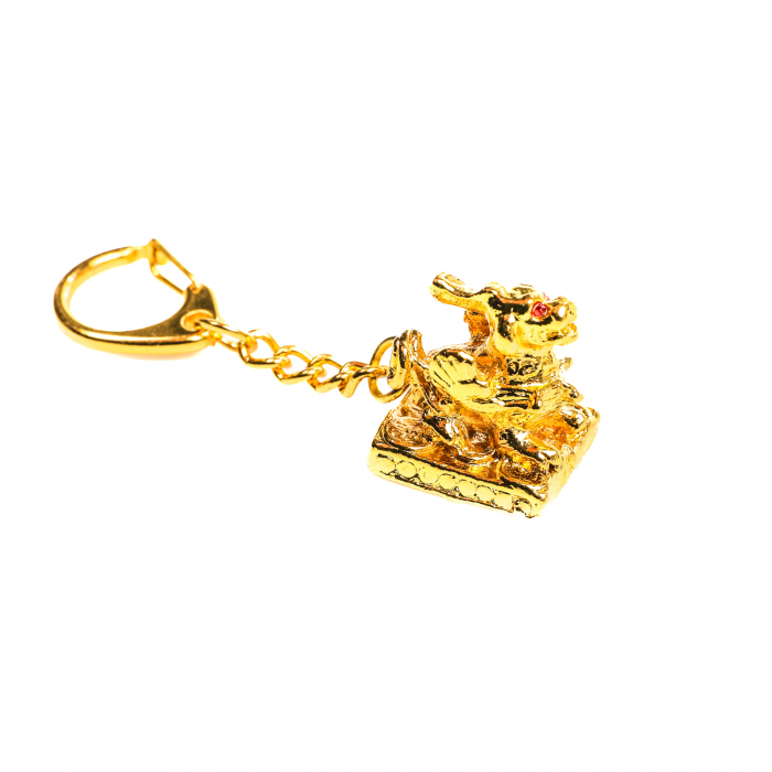 Breloc amuleta Feng Shui cu dragon pe suport [4]