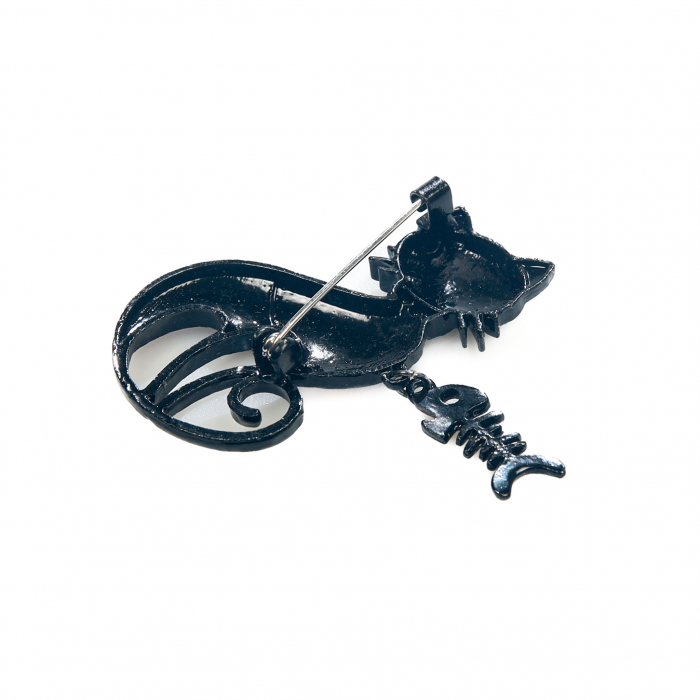 Brosa medie cu pisicuta albastra stilizata cu pestisor [3]