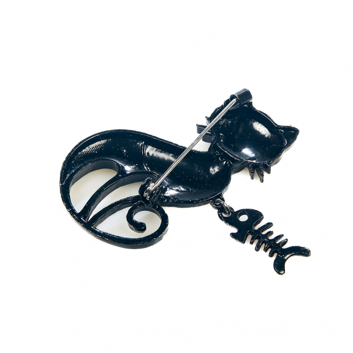 Brosa medie cu pisicuta galbena stilizata cu pestisor [3]