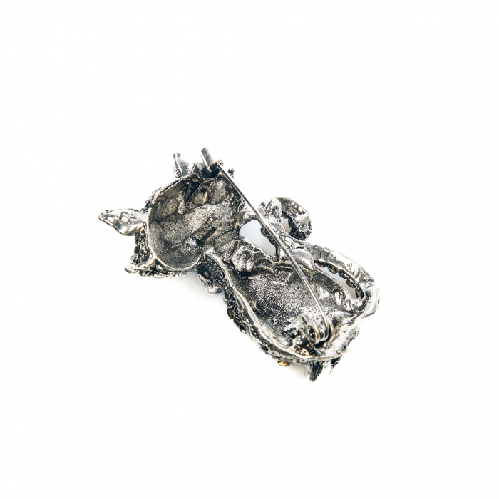 Brosa medie eleganta cu pisicuta argintiu inchis [3]