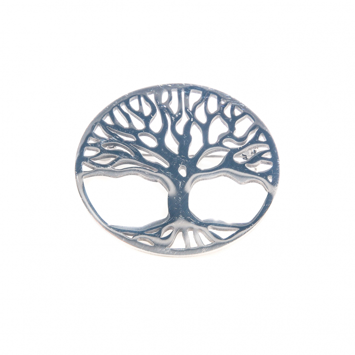Brosa medie eleganta cu pomul vietii, argintiu [2]