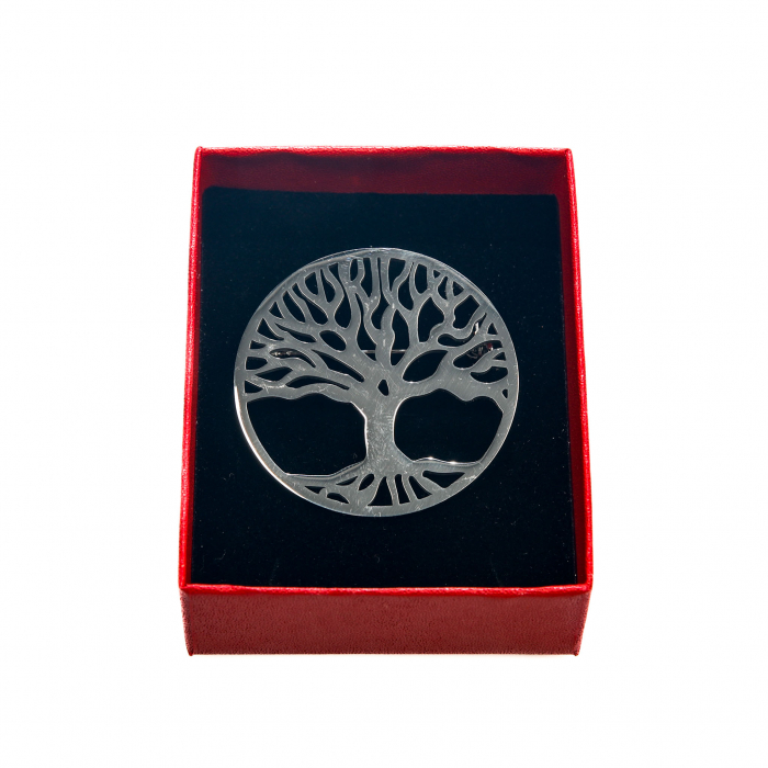 Brosa medie eleganta cu pomul vietii, argintiu [5]