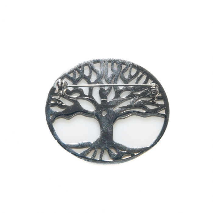 Brosa medie eleganta cu pomul vietii, argintiu [3]