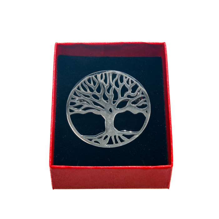 Brosa medie eleganta cu pomul vietii, argintiu [4]