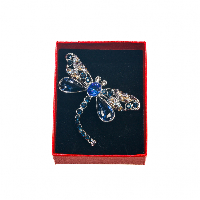 Brosa medie eleganta cu libelula si pietricele albastre [2]
