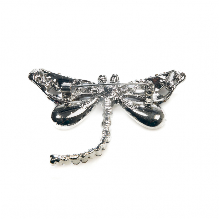 Brosa medie eleganta cu libelula si pietricele rosii [4]