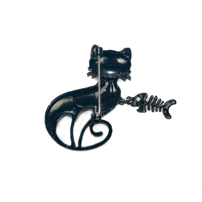 Brosa medie cu pisicuta rosie stilizata cu pestisor [3]