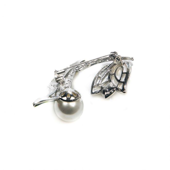 Brosa medie eleganta cu ghiocel si perla [3]