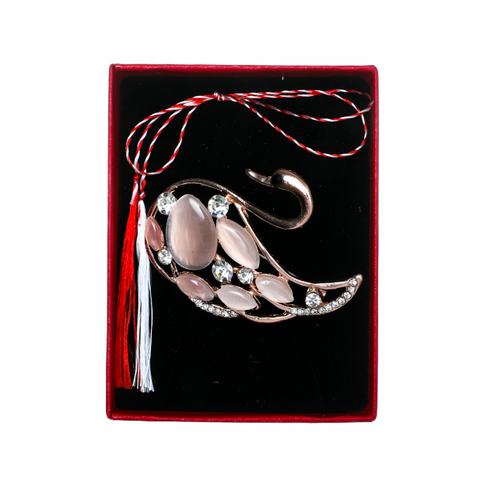 Brosa medie eleganta cu o lebada crem [3]