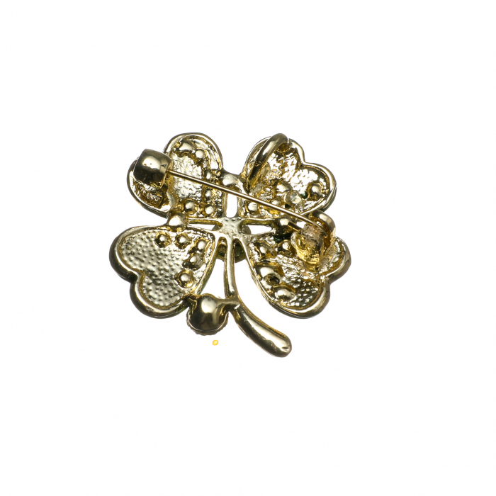 Brosa medie eleganta cu trifoi verde cu codita aurie [2]