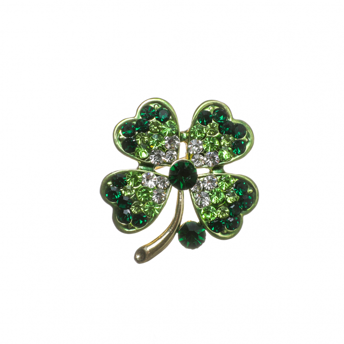 Brosa medie eleganta cu trifoi verde cu codita aurie [1]