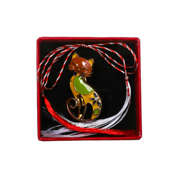 Brosa mica eleganta cu pisicuta mica galben cu verde [3]