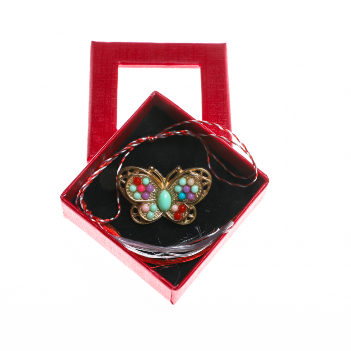 Brosa mica eleganta in forma de fluturas cu margelute colorate [3]