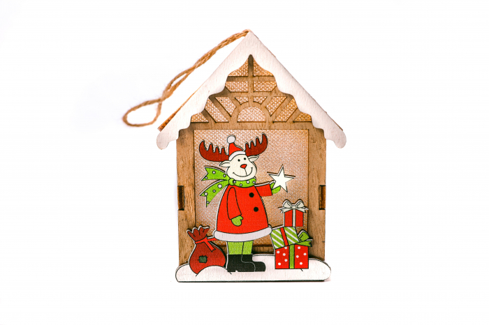 Casuta din lemn care lumineaza cu ren [2]